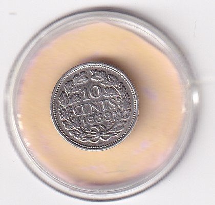 10 Cent 1939 met randtikje, Verzenden, Zilver, 10 cent, Koningin Wilhelmina