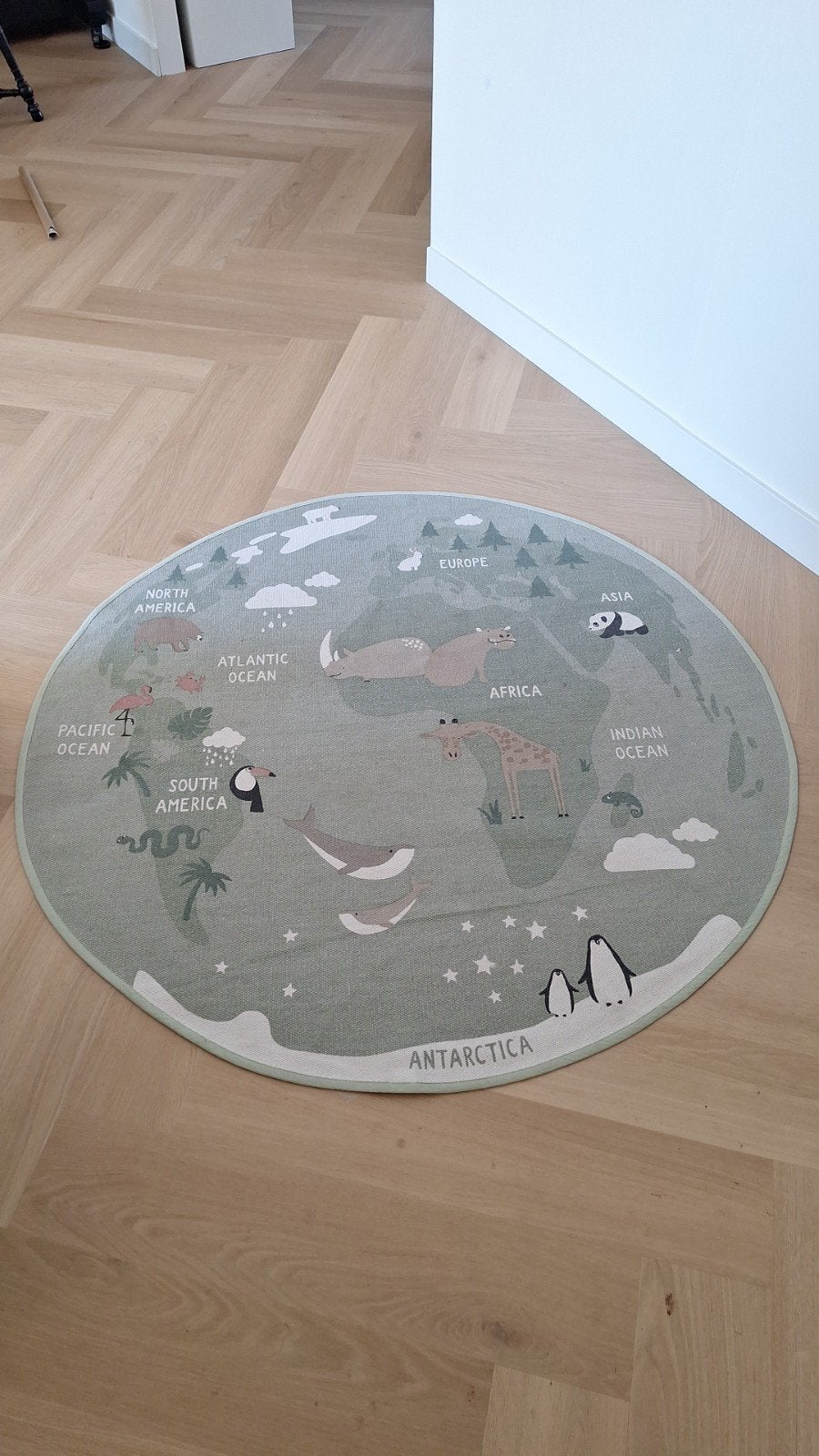 Rond Vloerkleed Wereldkaart Kinderkamer Groen, Ophalen, Gebruikt, Rond, Groen