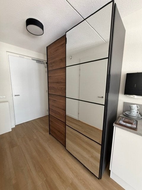IKEA PAX kledingkast 150x58x236 spiegeldeur/notenhoutlook, Ophalen, 200 cm of meer, 50 tot 100 cm, Zo goed als nieuw