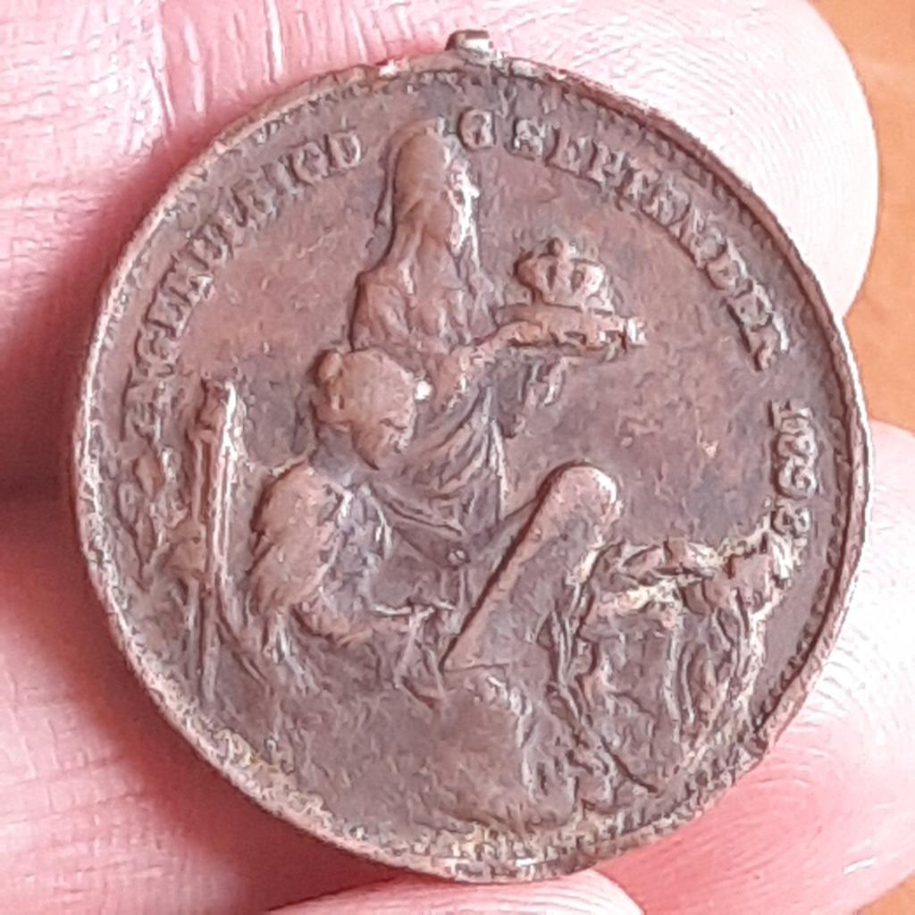 Antieke Penning Medaille Inhuldiging Wilhelmina 1898, Ophalen of Verzenden, Gebruikt