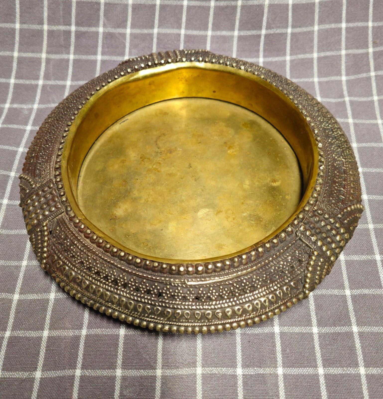 Antieke Indiase Messing Schaal - Decoratief, Ophalen of Verzenden