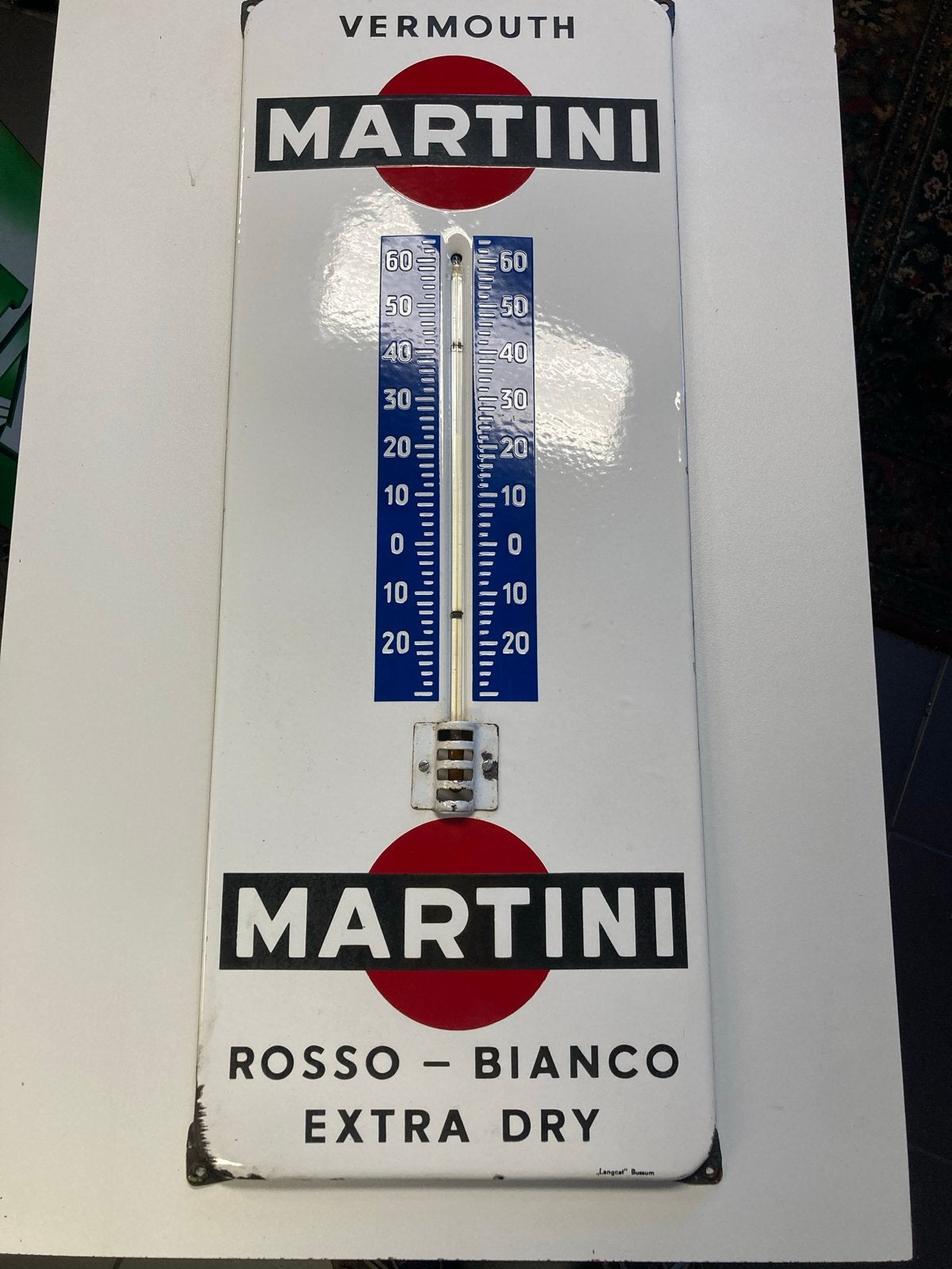 Vintage Martini Vermouth Emaille Thermometer - Rosso Bianco, Ophalen of Verzenden