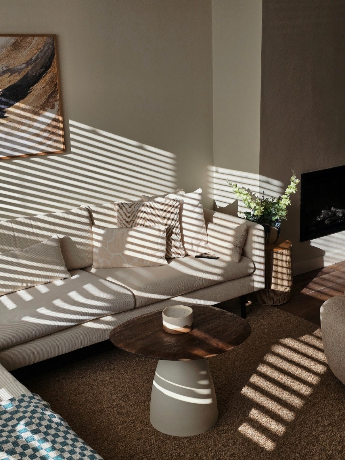 NOUS Living Crèmekleurige Hoekbank - Comfortabel & Ruim, Huis en Inrichting, Ophalen, 250 tot 300 cm, Gebruikt, Hoekbank
