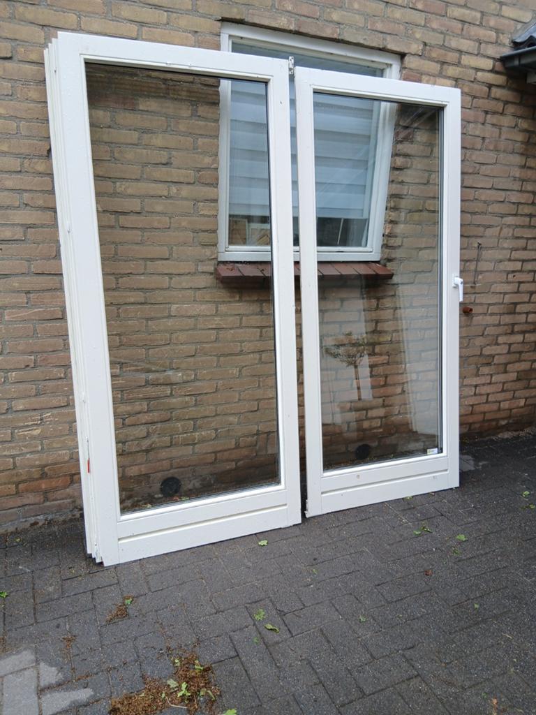 Hardhouten tuindeuren met HR glas en draai-kiepsysteem, Doe-het-zelf en Verbouw, Deuren en Horren, Ophalen, Gebruikt, 80 tot 100 cm