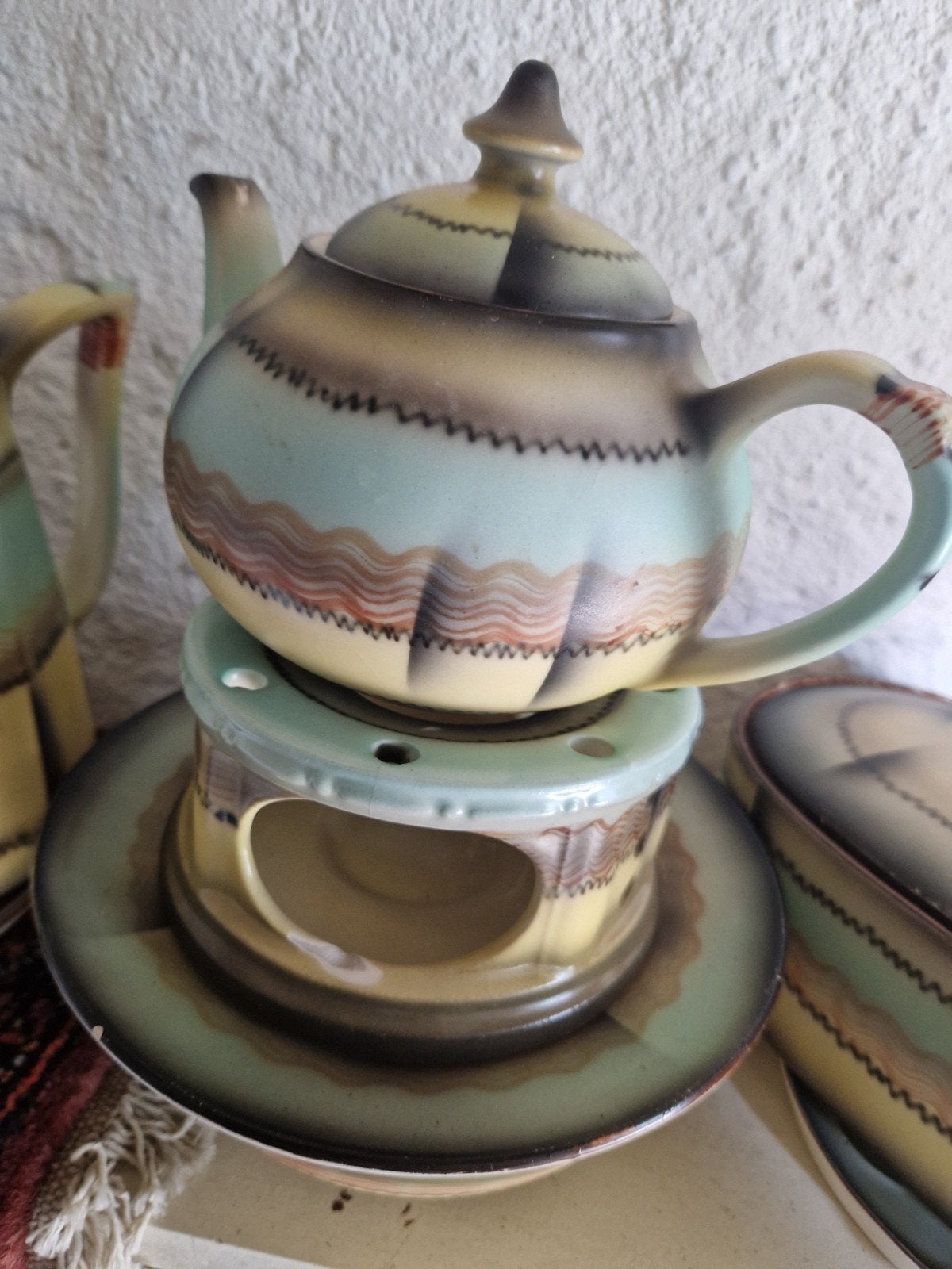 Uniek Vintage Servies: Theepot, Warmhouder, Suikerpot, Antiek en Kunst, Ophalen of Verzenden