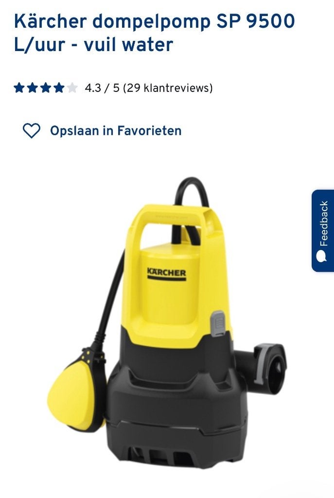 Kärcher Dompelpomp, Tuin en Terras, Waterpompen, Ophalen, Zo goed als nieuw, Elektrisch, Dompelpomp