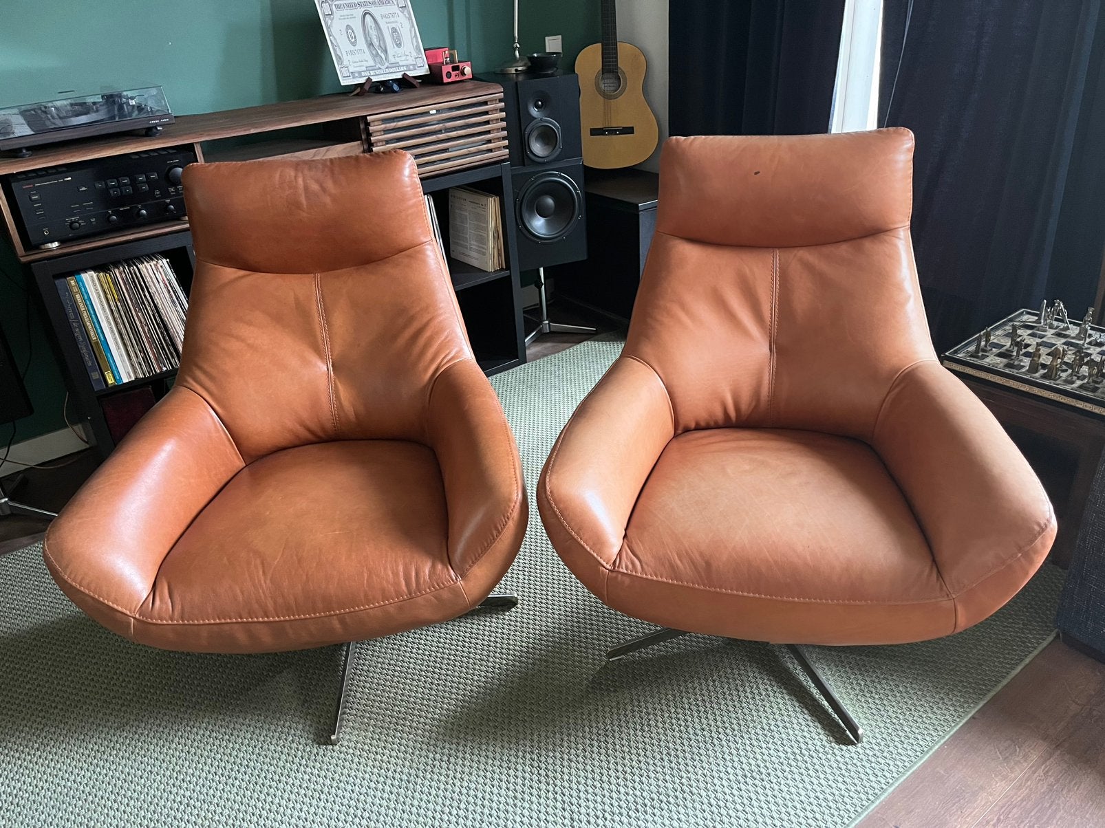 2 lederen fauteuils van goosens, Ophalen, Zo goed als nieuw, 75 tot 100 cm, 50 tot 75 cm