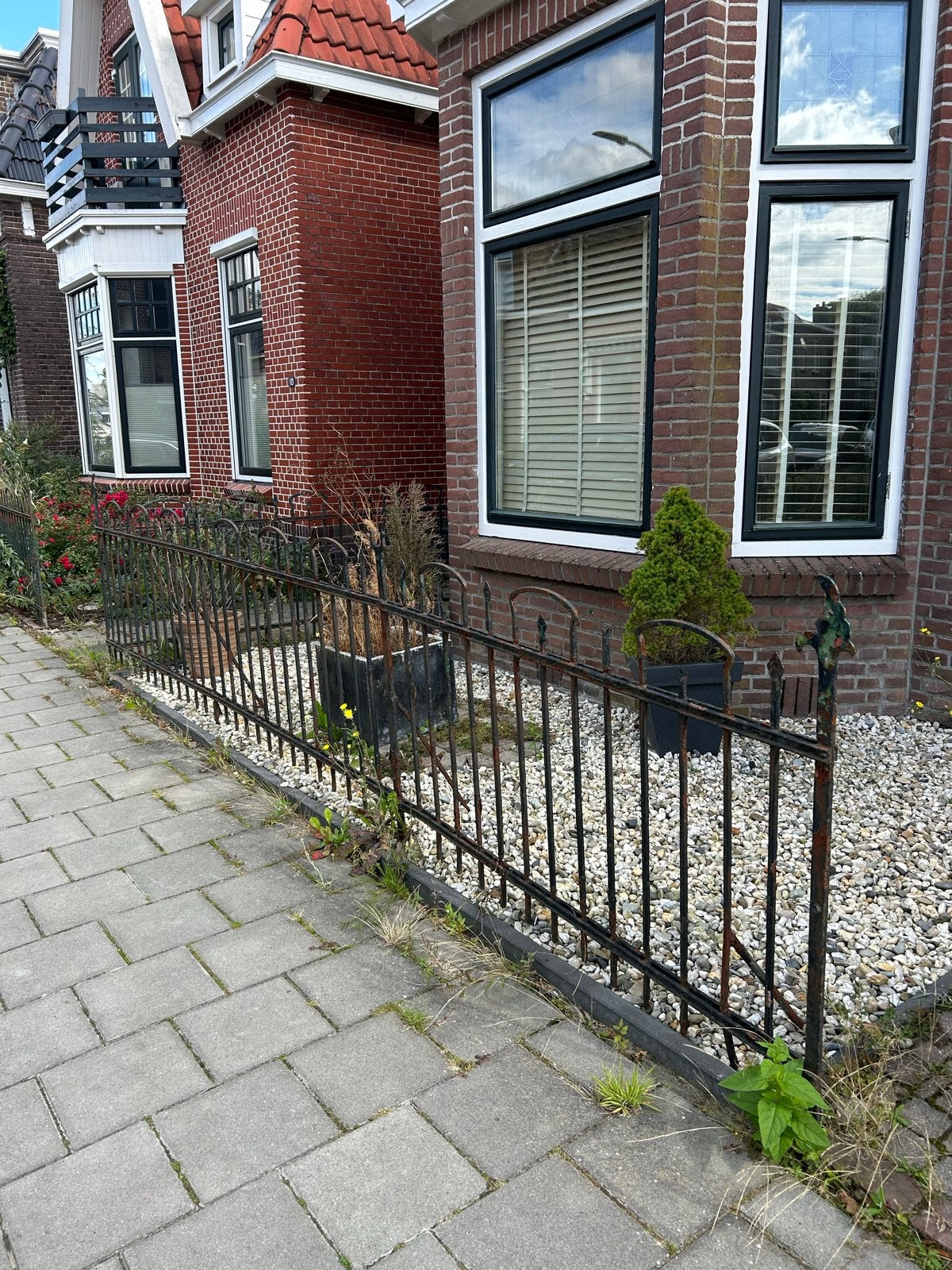 Antiek smeedijzeren hekwerk voor tuin of erf, Ophalen, Gebruikt, IJzer, Sierhekwerk