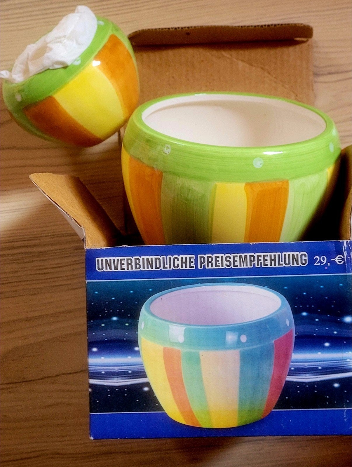 Kleurrijke bloempot - Nieuw, Rond, Nieuw, Ophalen of Verzenden, Binnen