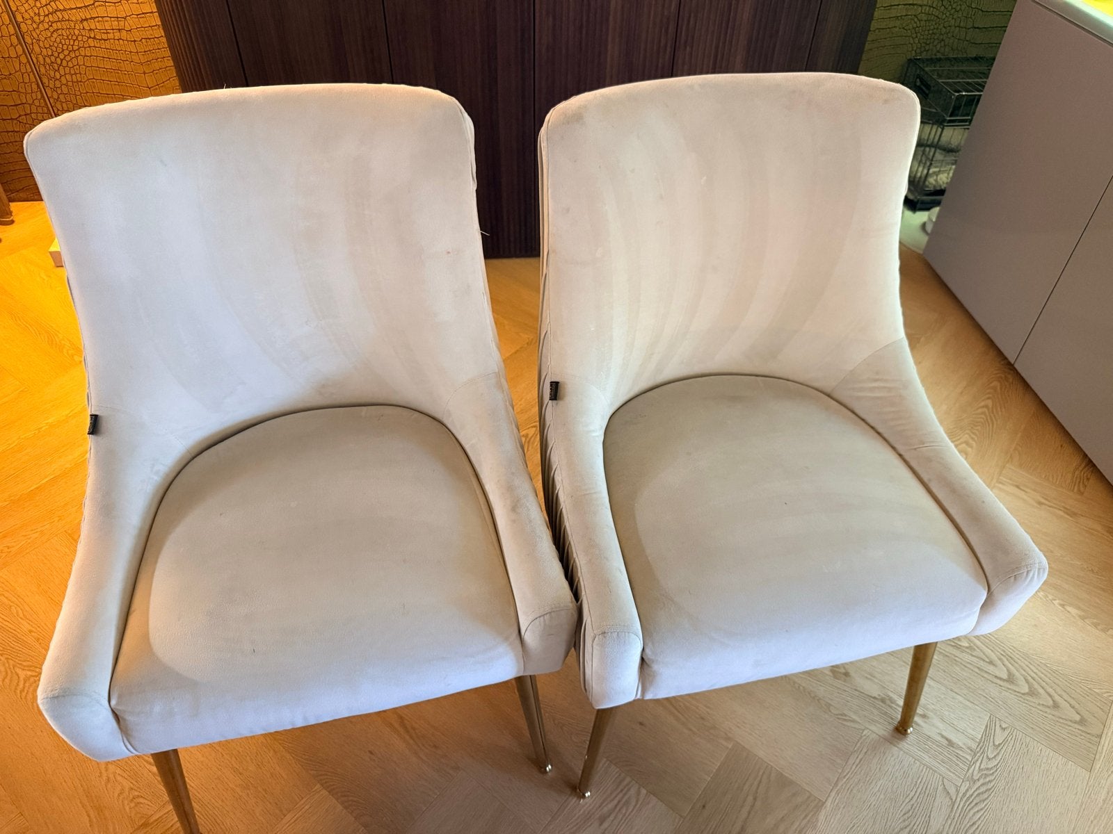 Eetkamerstoelen velvet stof - LW Collection 4stuks, Huis en Inrichting, Stoelen, Ophalen, Gebruikt, Twee, Overige kleuren