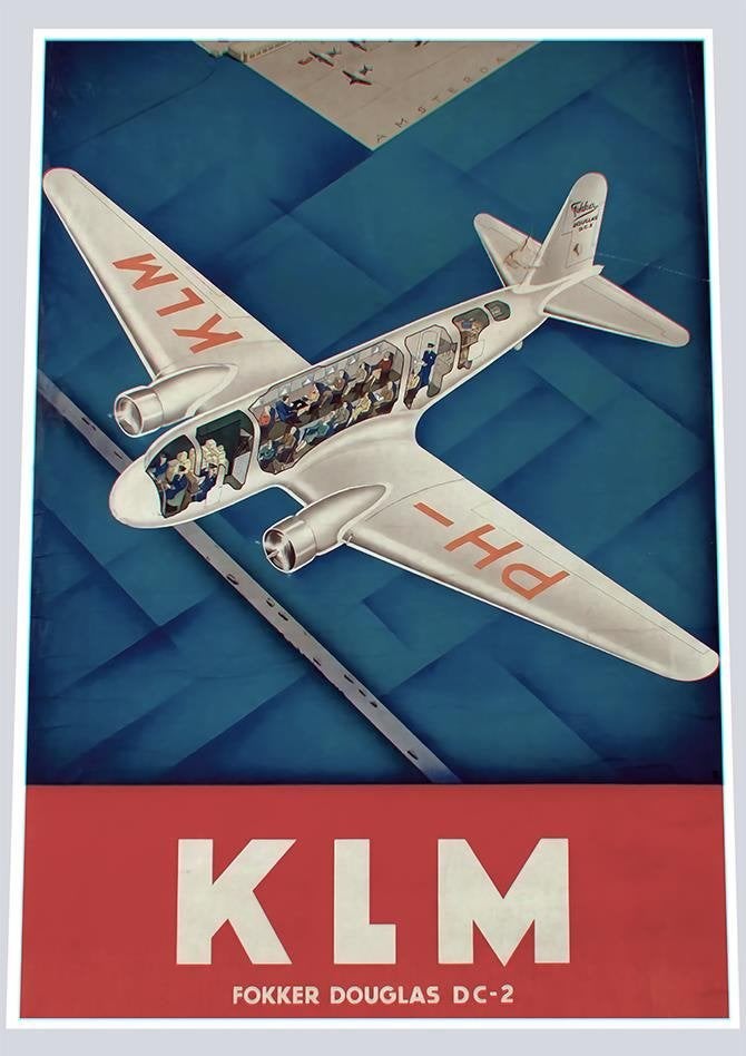 KLM FOKKER DC2 Mooi Affiche Poster, Verzenden, Nieuw, Schaalmodel