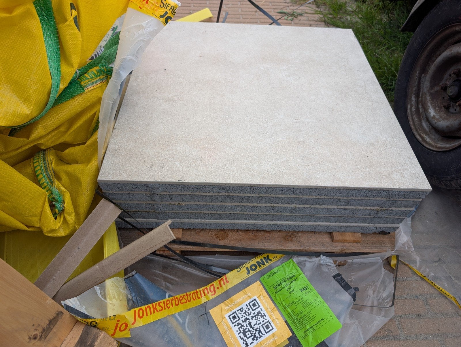 Geoceramica Veneto Beige terrastegels 75x75x4 cm, Ophalen, 60 cm of meer, Nieuw, 10 m² of meer