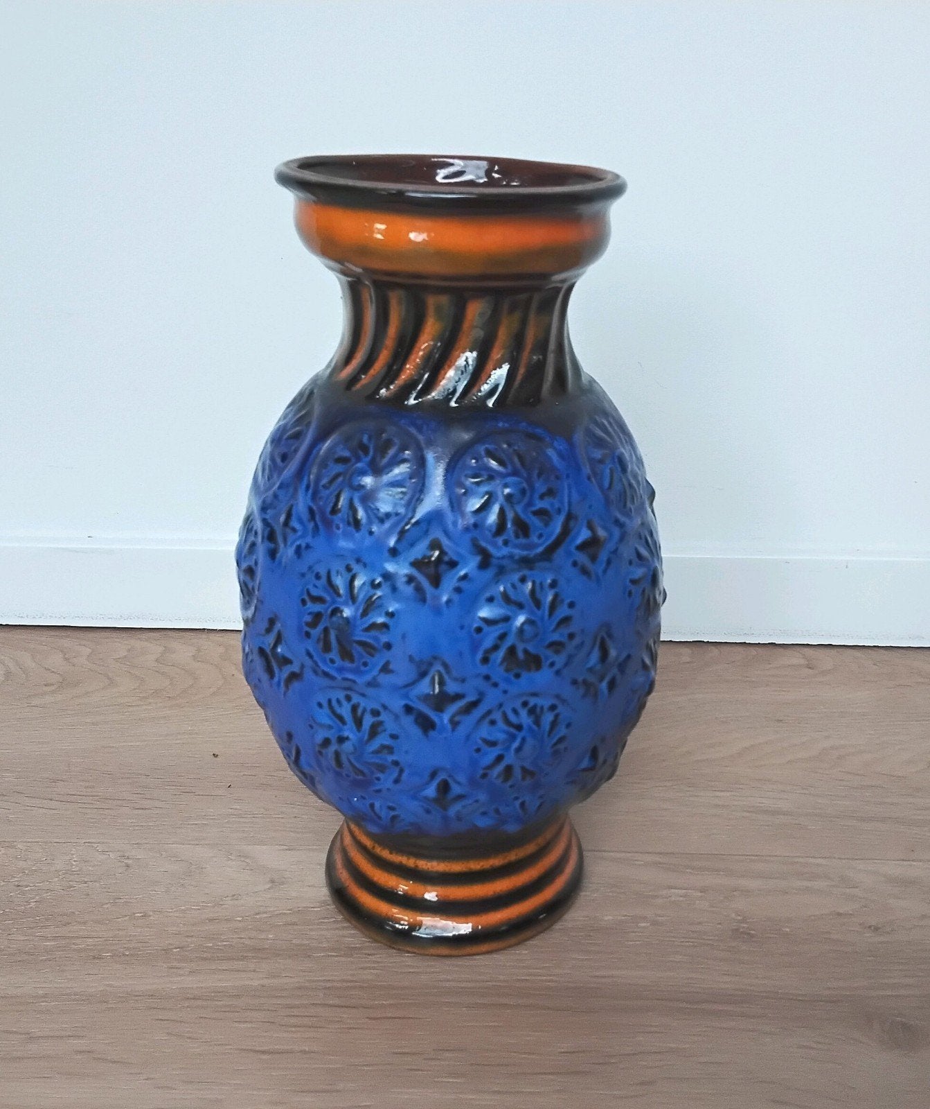 Prachtige West Germany vaas, Carsten, 25cm, kobaltblauw, Blauw, Aardewerk of Porselein, Ophalen of Verzenden, Zo goed als nieuw