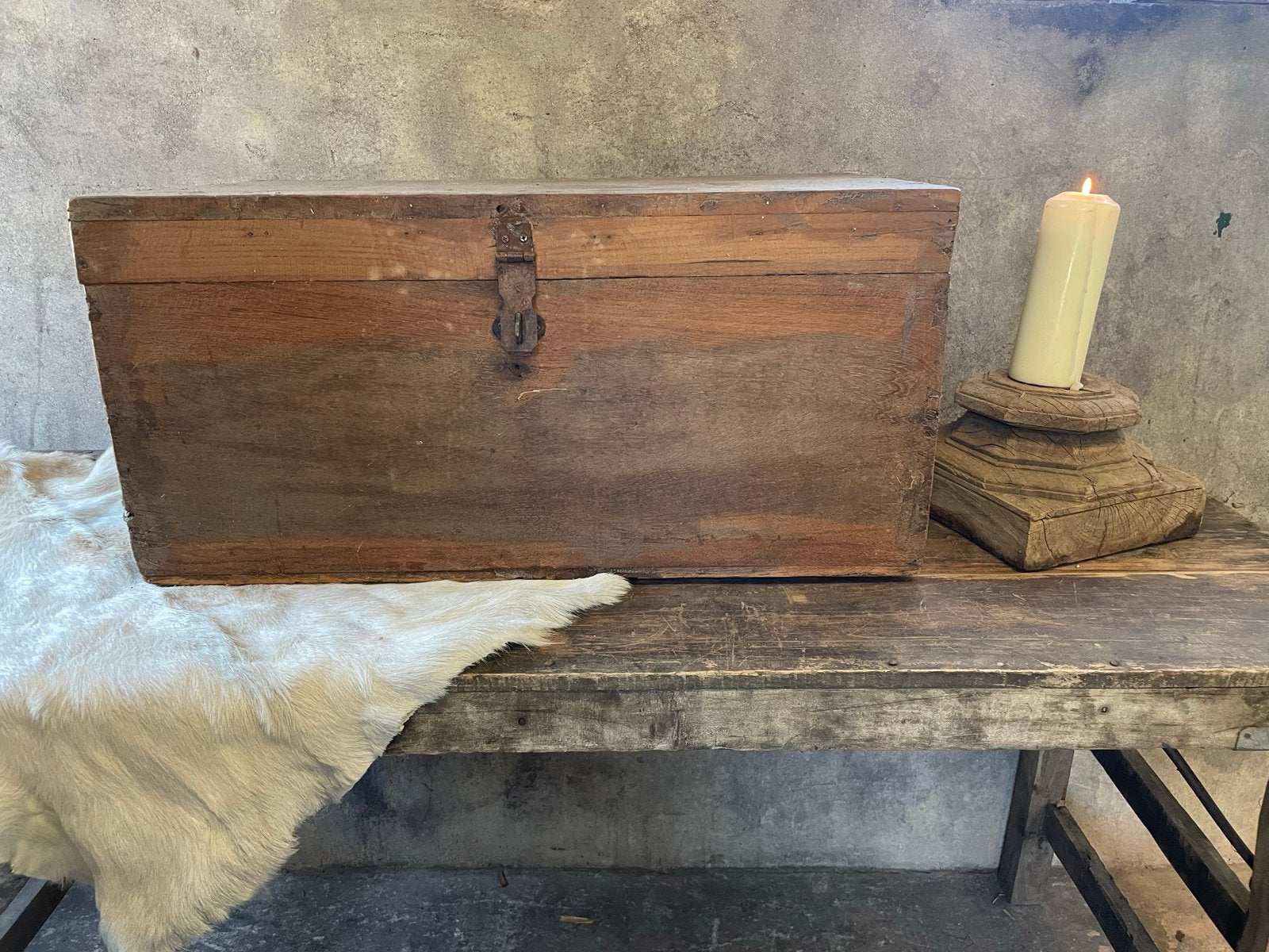 Oude Indiase Opbergkist - 71x41x35 cm (lbh), Huis en Inrichting, Woonaccessoires | Kisten, Minder dan 50 cm, Gebruikt, 50 tot 100 cm