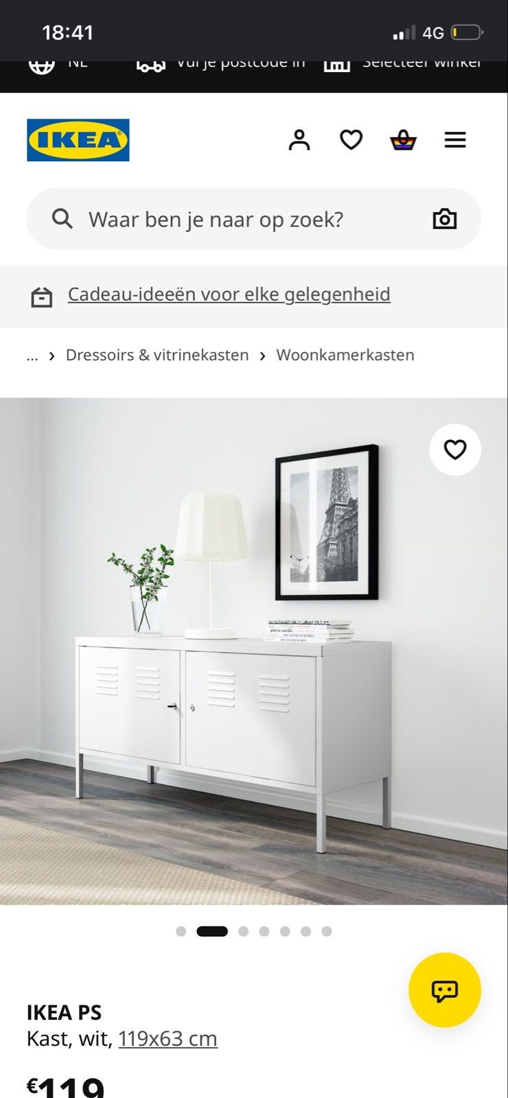 IKEA PS Kast, wit - Gebruikt, Ophalen, Gebruikt, 100 tot 150 cm, Metaal