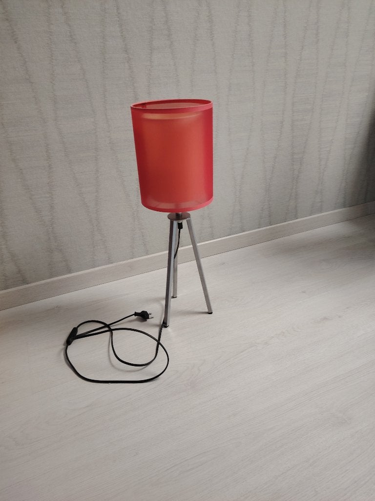 Schemerlamp met rode kap, Ophalen, Metaal, E27 (groot), Zo goed als nieuw