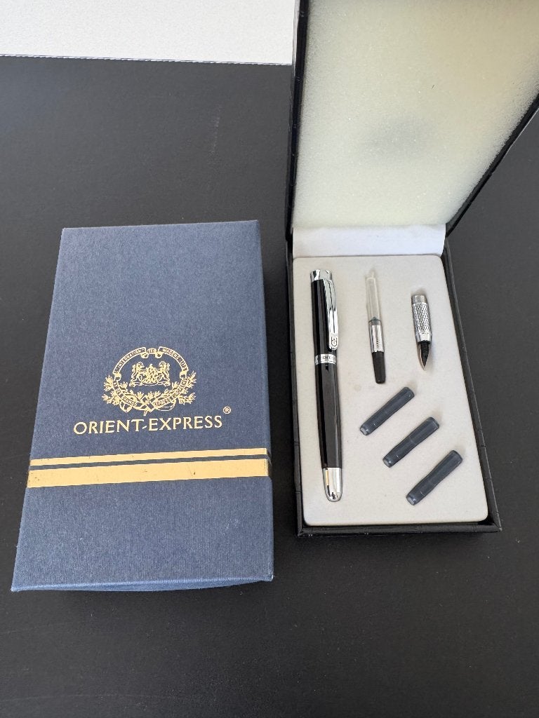Orient-Express luxe pennenset / vulpen in originele doos, Verzamelen, Pennenverzamelingen, Ophalen, Zo goed als nieuw, Vulpen