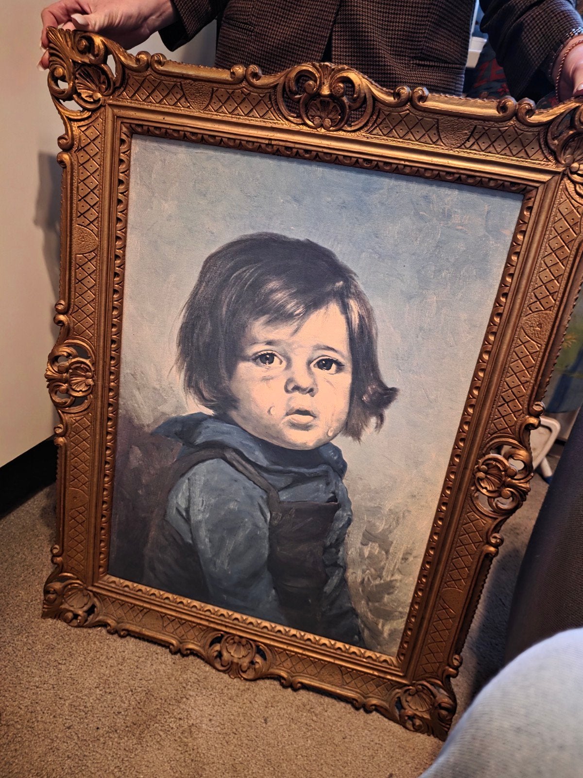 Groot Schilderij: Het Huilende Jongetje - Klassiek Portret, Ophalen