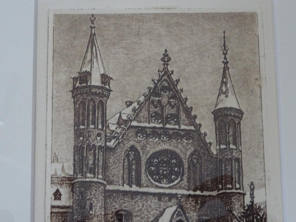 Cornelis Brandenburg - Den Haag - Binnenhof, Antiek en Kunst, Kunst | Etsen en Gravures, Ingelijst, 26 cm, Ets, Stadsgezicht