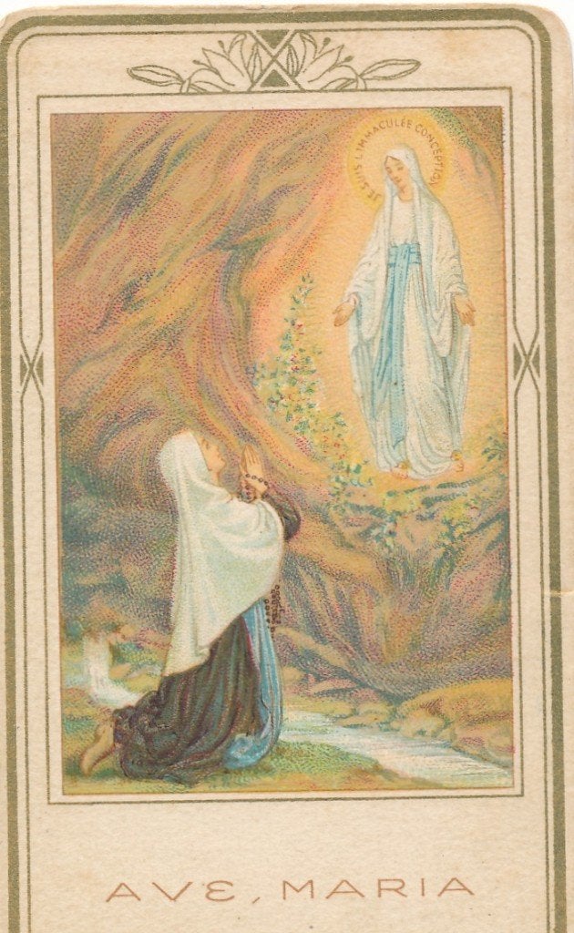 Mooi oud Lourdes prentje, Ophalen of Verzenden, Zo goed als nieuw, Kaart of Prent, Christendom | Katholiek