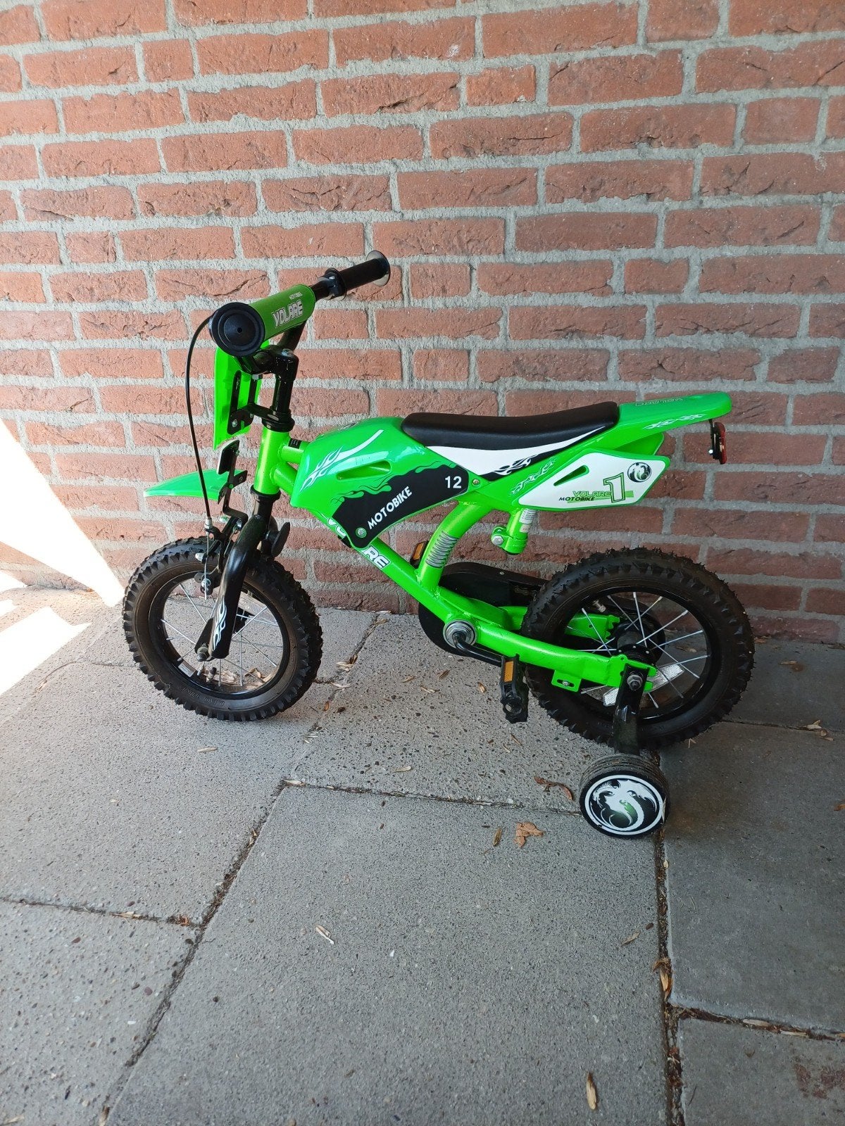 kinderfietsje, Ophalen, Terugtraprem, Zijwieltjes, Volare motobike