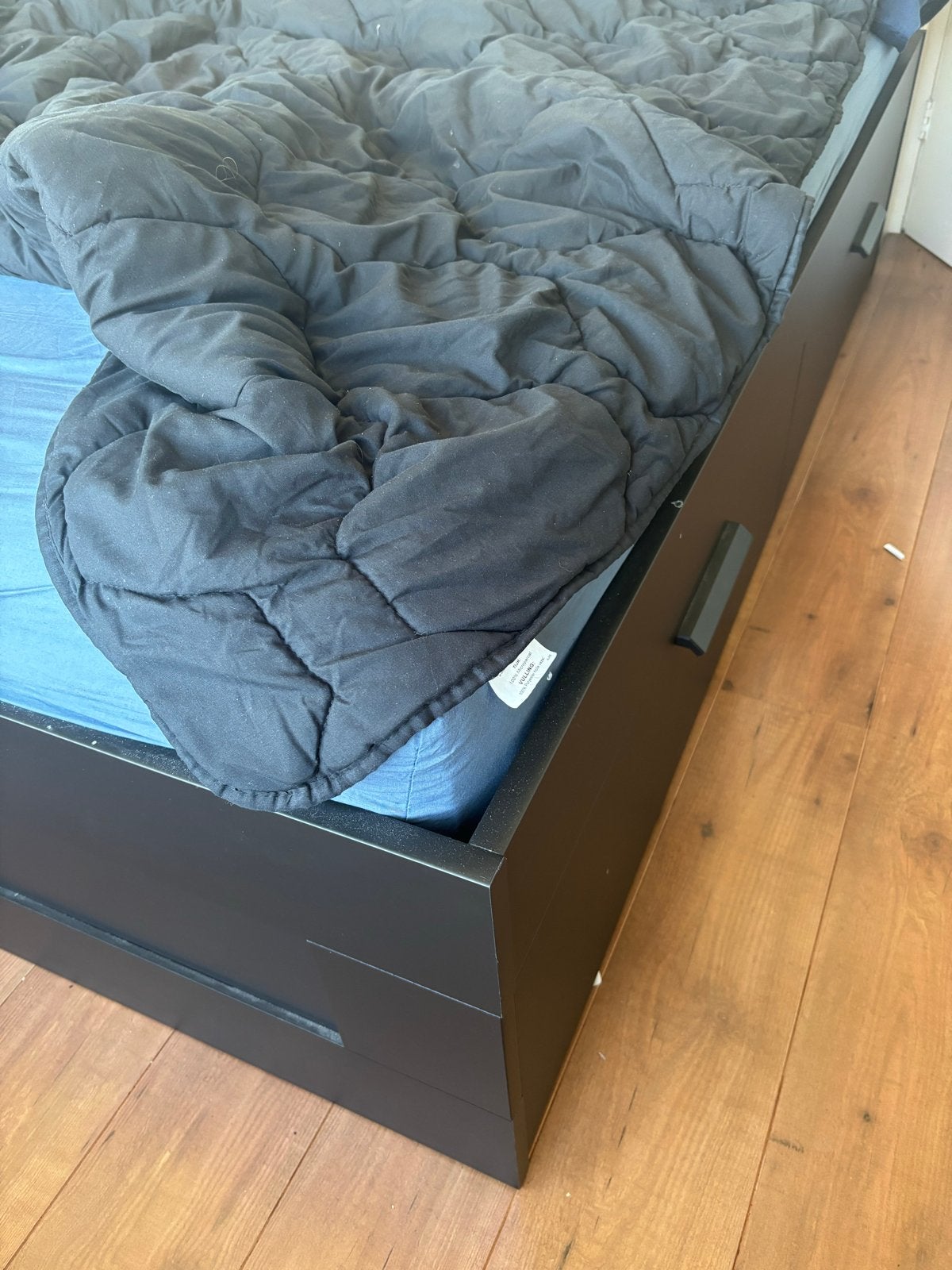 IKEA Brimnes bed 160x200 met opbergruimte, Gebruikt, Zwart, Tweepersoons, Ophalen of Verzenden