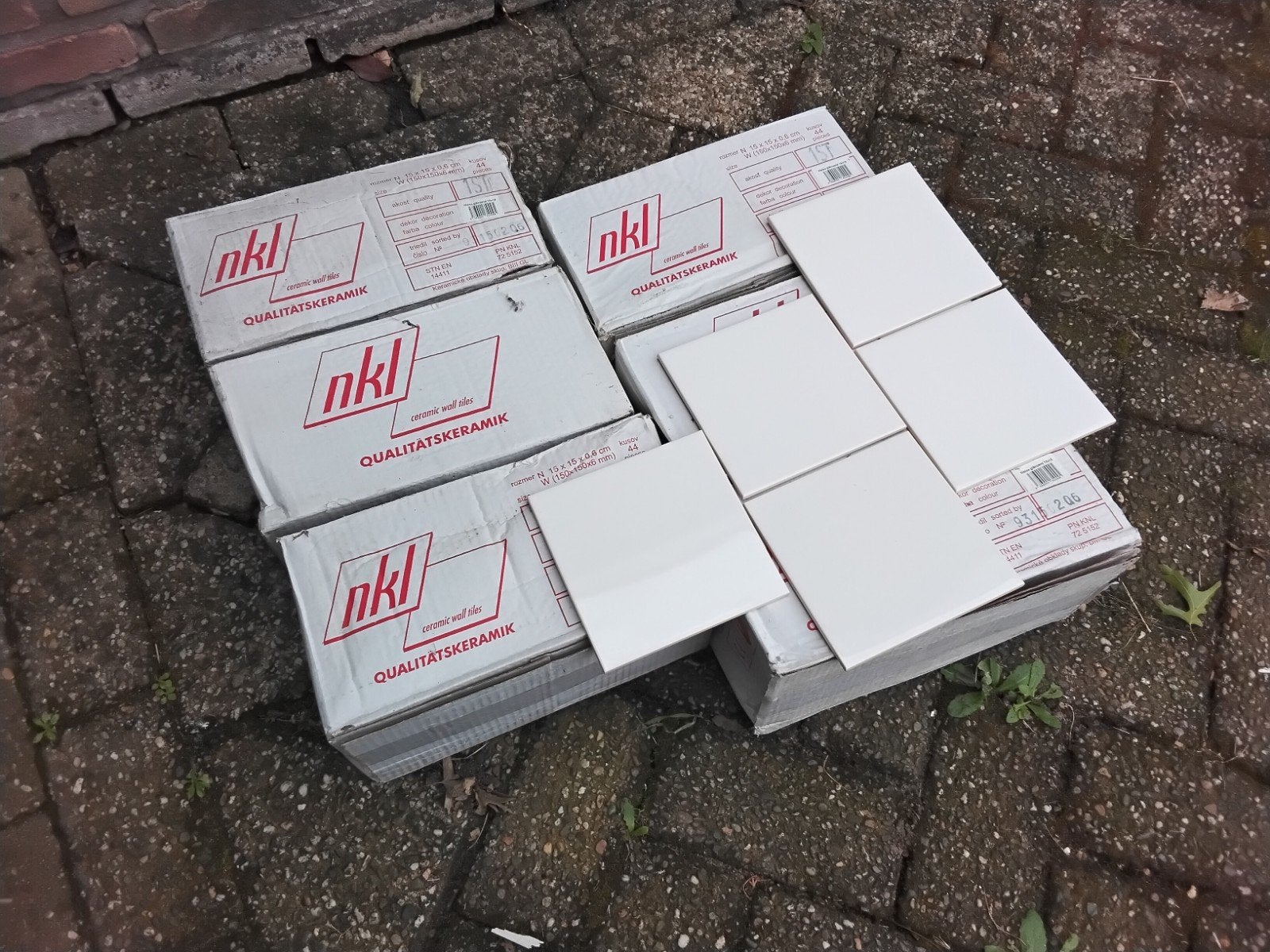 15x15 glans witte wandtegels 6m2, Ophalen, Nieuw, Minder dan 20 cm, Wandtegels