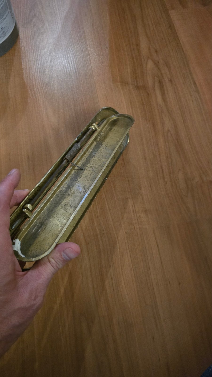 Antieke messing brievenbusklep - Gebruikt, Tuin en Terras, Overige materialen, Gebruikt, Brievenbusklep, Ophalen of Verzenden