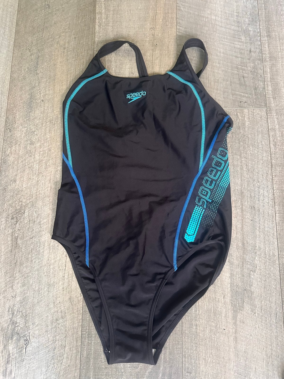 Speedo dames badpak zwart met blauwe/groene accenten maat 40, Ophalen of Verzenden, Zo goed als nieuw, Zwart, Badpak
