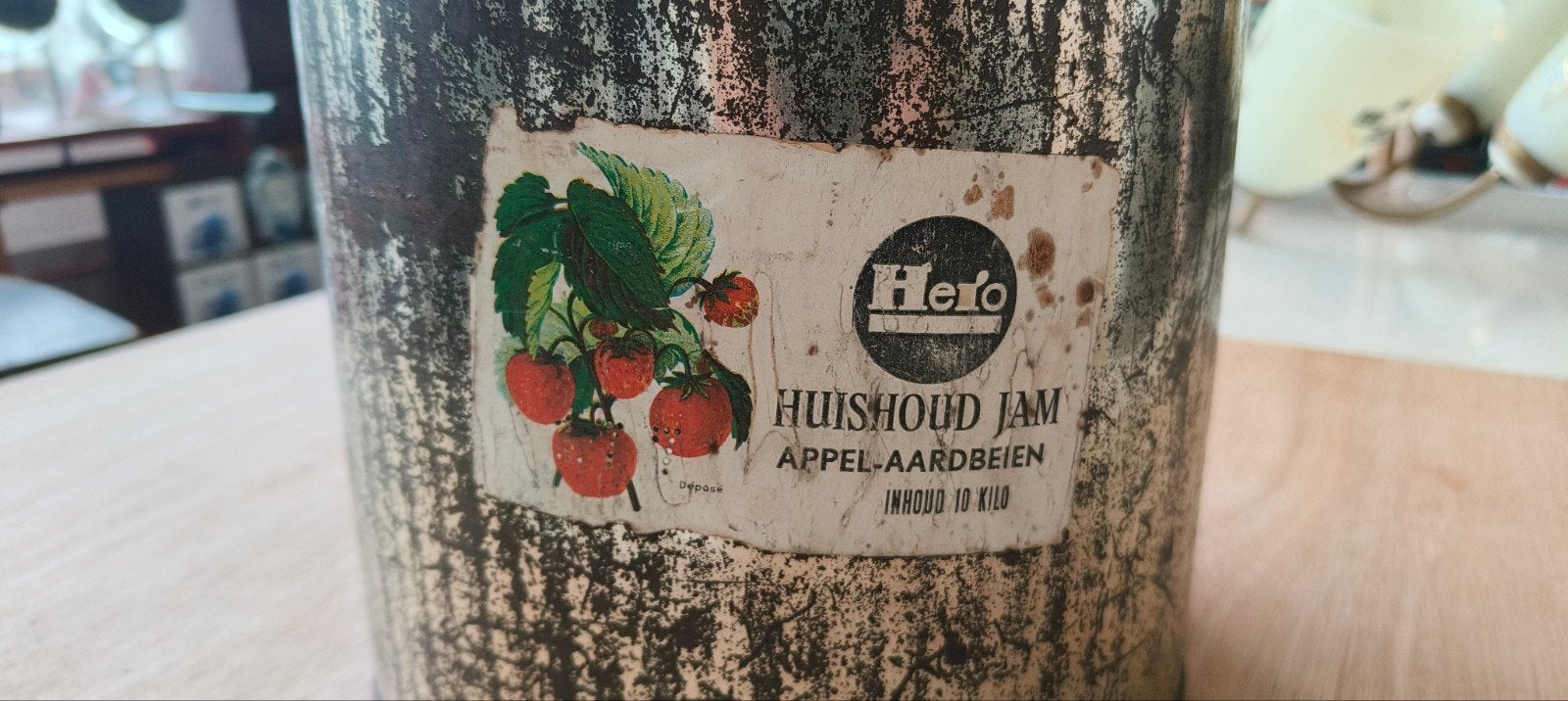 Vintage Hero Huishoud Jam Blik - Appel-Aardbeien 10 Kilo, Ophalen of Verzenden