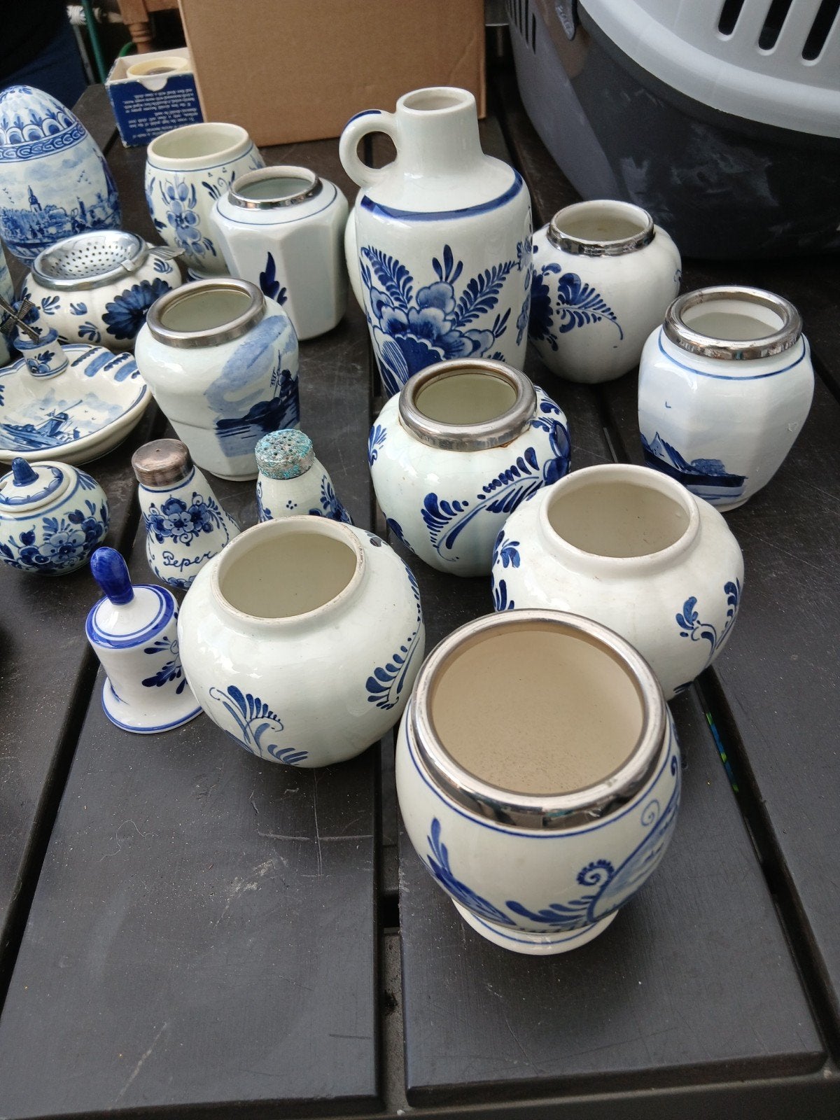 Diverse collectie Delfts Blauw aardewerk en theezeefjes, Ophalen of Verzenden