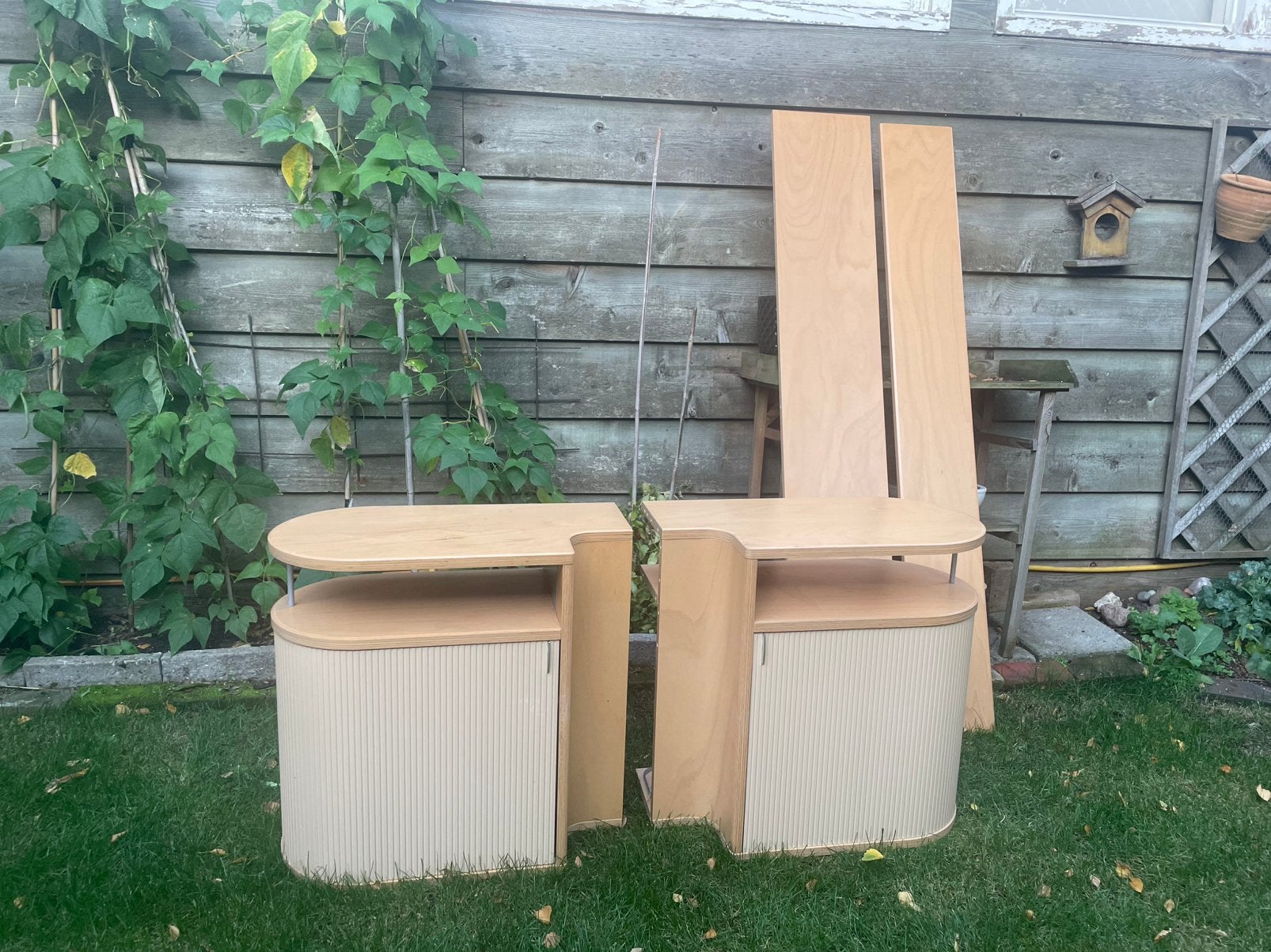 Auping auronde nachtkastjes en achterwand, Ophalen, Zo goed als nieuw, 45 tot 65 cm, Minder dan 55 cm