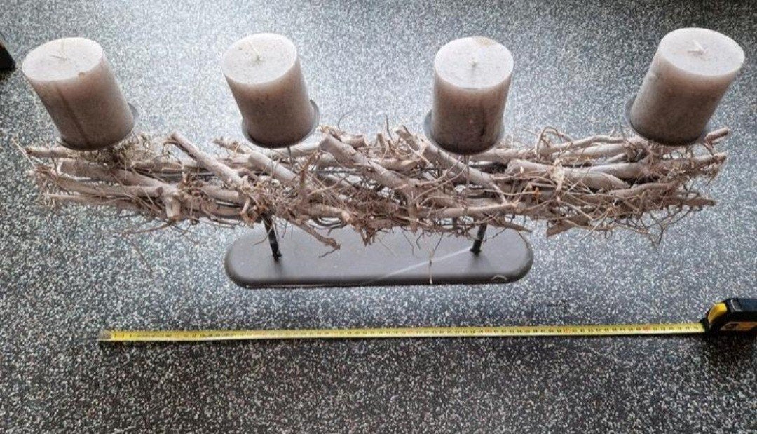 Sfeervolle kandelaar met 4 kaarsen - natuurlijke takken, Ophalen, Gebruikt, Bruin, Natuurlijk materiaal