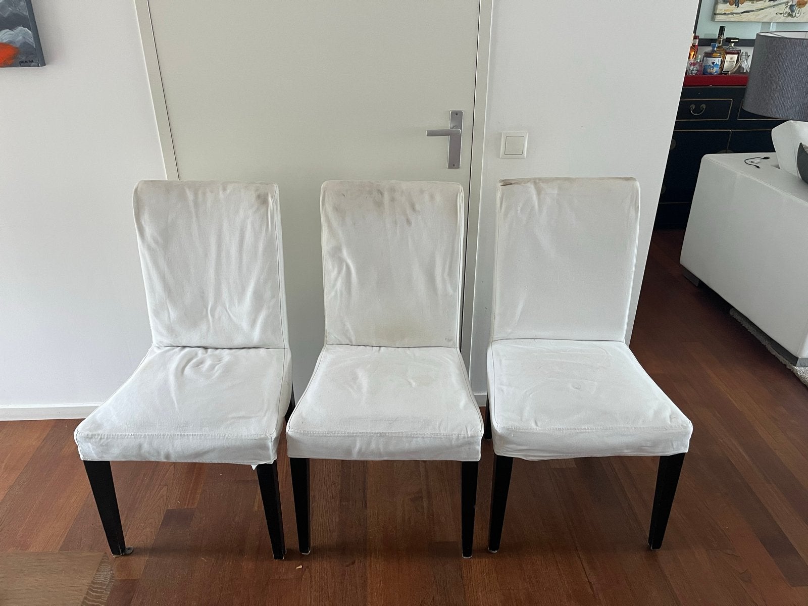 GRATIS: 3 IKEA Henriksdal stoelen (opknappers), Ophalen, Gebruikt, Drie, Wit