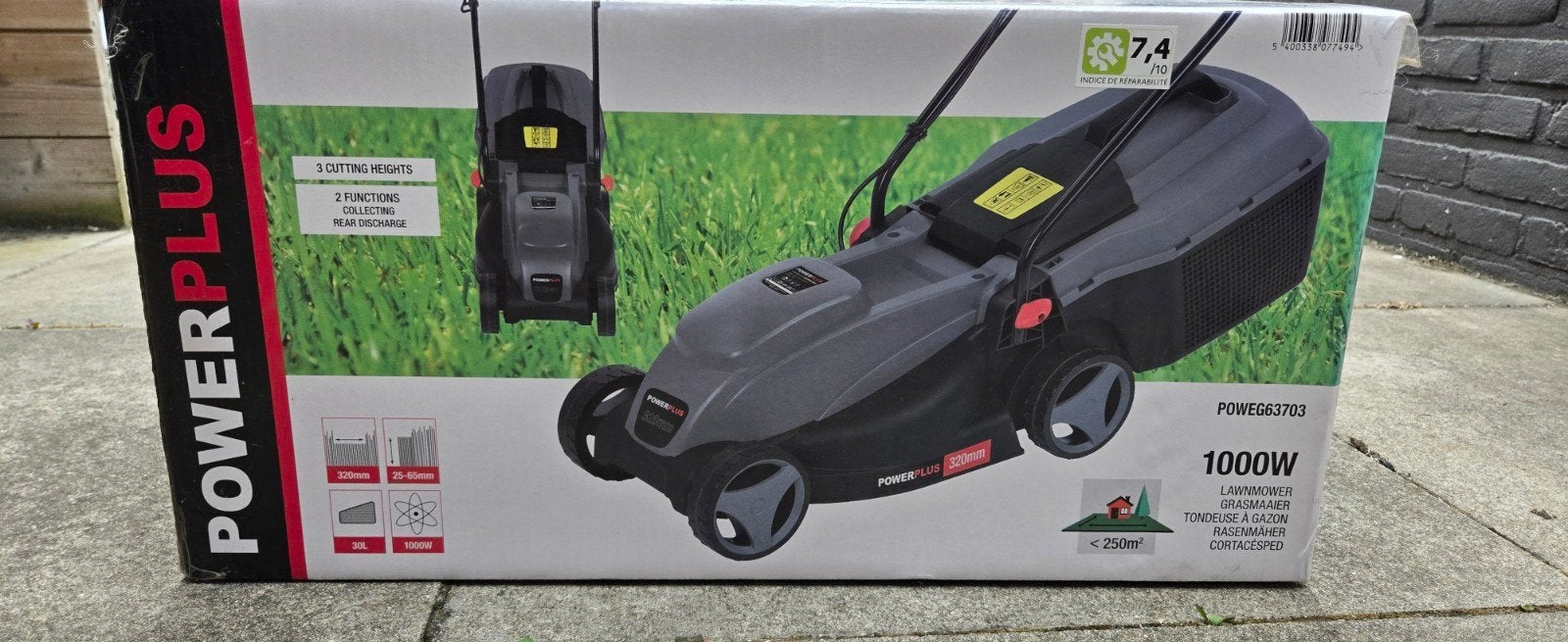 Powerplus 1000W Elektrische Grasmaaier - Nieuw in Doos, Tuin en Terras, Grasmaaiers, Ophalen, Cirkelmaaier, Elektrische grasmaaier