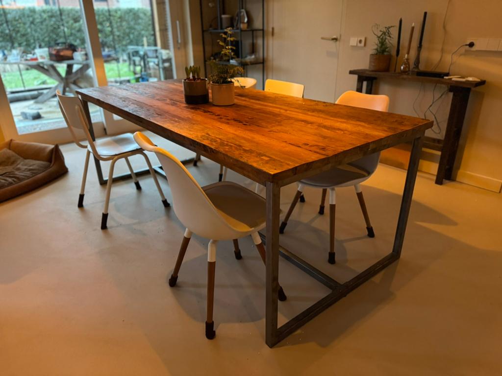 Indo teakhout eettafel, Ophalen, Gebruikt, Teakhout, 200 cm of meer