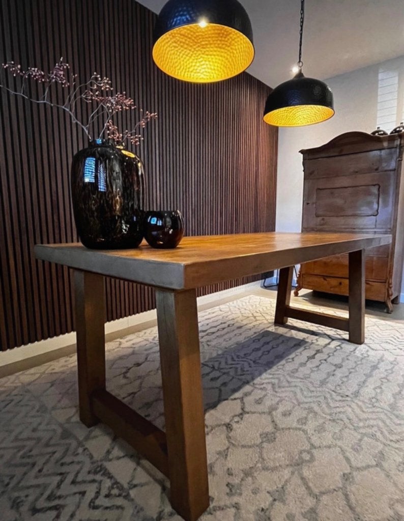 Massief eiken houten tafel 200 x 100 cm, Huis en Inrichting, Tafels | Eettafels, Ophalen, Eikenhout, 200 cm of meer, 50 tot 100 cm