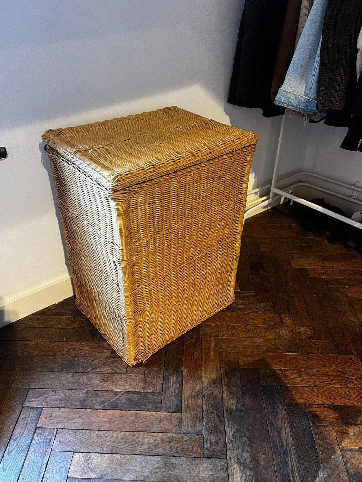 Rotan wasmand met uitneembare waszak, Ophalen, Vintage, Gebruikt, Natuurlijk materiaal
