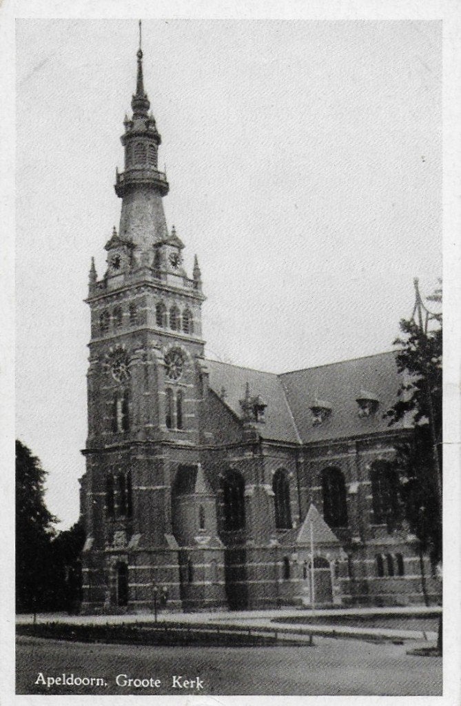Apeldoorn Groote kerk oude gelopen Ansichtkaart (B2171 ), Verzamelen, Ophalen of Verzenden, 1960 tot 1980, Gelopen, Gelderland