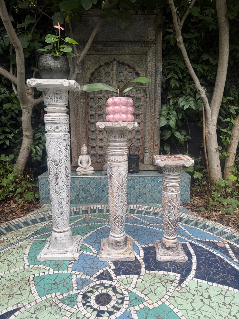 Pilaar houtsnijwerk bloemen Bali Indonesie zuil hout Ibiza, Verburgt Vintage, Nieuw, Ophalen of Verzenden, https://verburgtvintage.nl/#contact
