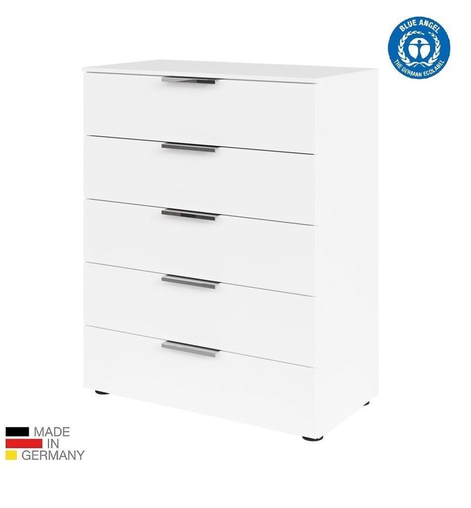 Hoge Ladekast-Commode Finesse eiken-wit-grijs-Aanbieding, Nieuw, 3 of 4 laden, Minder dan 100 cm, Metaal