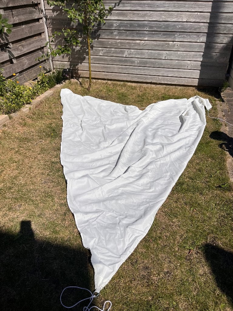 Zommerscherm massief sail wit, Tuin en Terras, 300 cm of meer, Ophalen, Zo goed als nieuw, Knikarmscherm