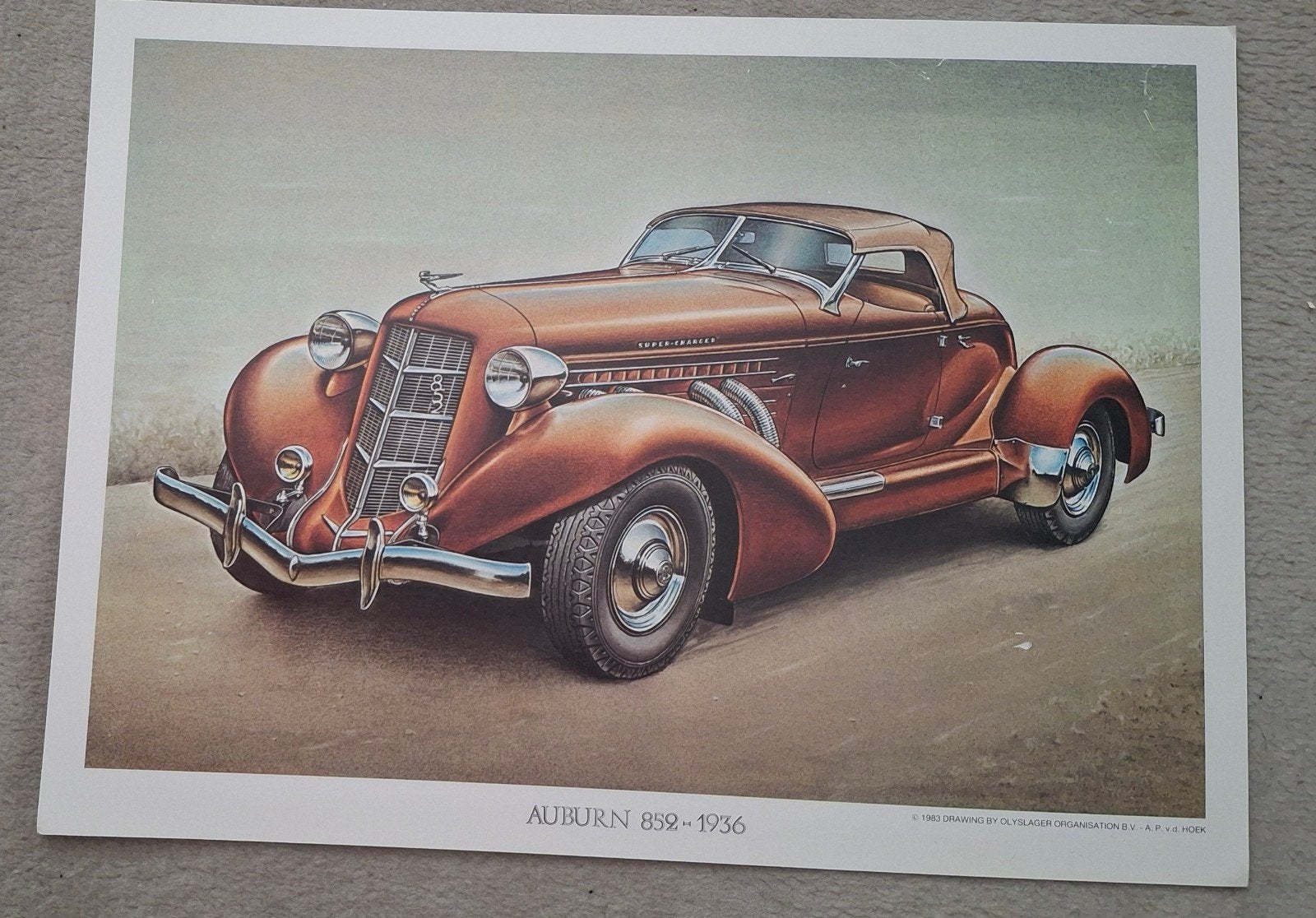 Tekening van uitgever Olyslager Organisatie B.V. 1983, Ophalen of Verzenden, Nieuw, Auto's