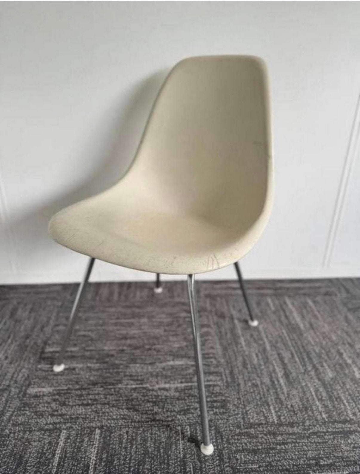 Vintage glasfiber DSX Eames Herman Miller stoel DSX.con, Huis en Inrichting, Stoelen, Ophalen, Design industrieel, Gebruikt, Wit