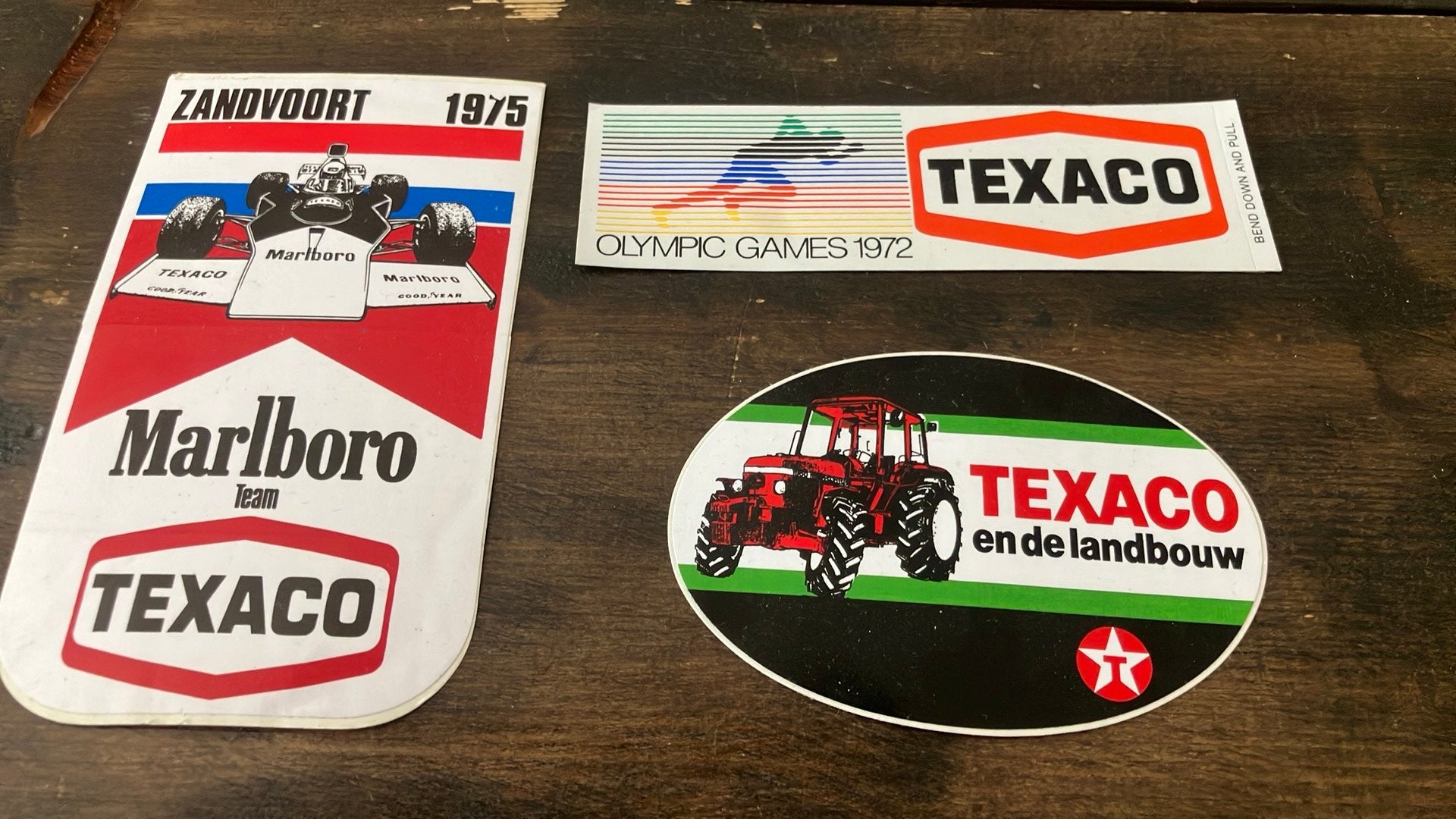 Vintage stickers Texaco 3 stuks voor reclame, Ophalen of Verzenden, Zo goed als nieuw, Meerdere stickers