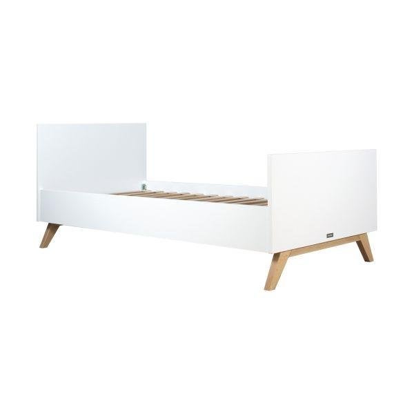 Bopita Lynn eenpersoonsbed wit met hout 90 x 200, Ophalen, 90 cm, Eenpersoons, Wit