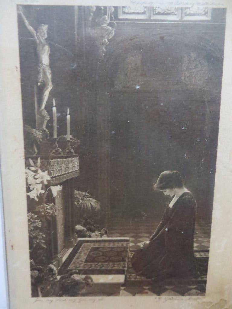 ENGELSE ETS "" HET GEBED, in mooi lijstje, Ophalen of Verzenden, Ets
