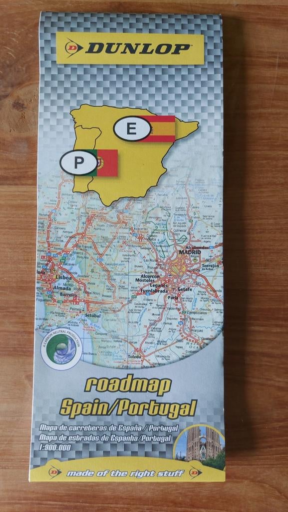 Wegenkaart Spanje en Portugal Dunlop, Ophalen of Verzenden, Europa, Overige merken