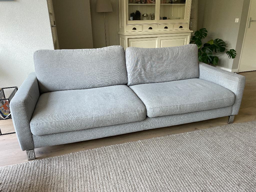 Bankstel modern stof grijs 2,5 en 3 zits gratis, Huis en Inrichting, Banken | Complete zithoeken, Ophalen, Gebruikt, Stof, Modern strak met diepe zit