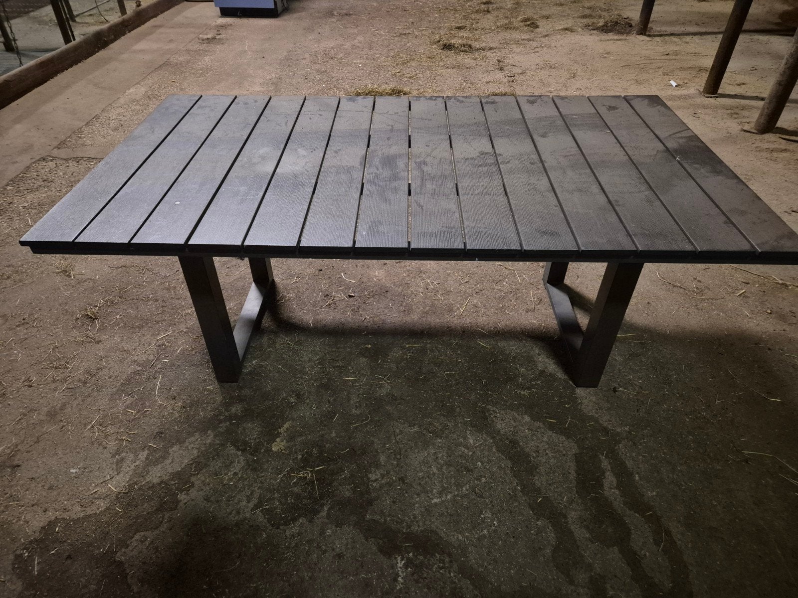 Robuuste tuintafel - Grijs - Rechthoekig, Ophalen, Gebruikt, Rechthoekig, Overige materialen